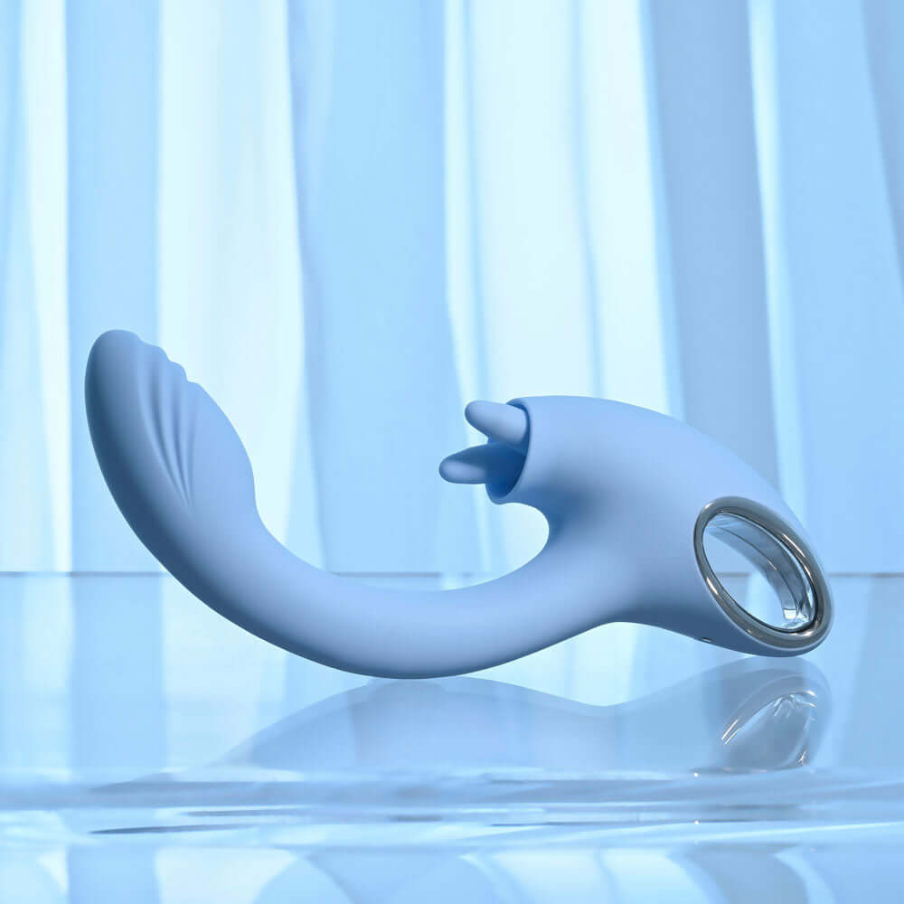 Playboy Pleasure SAPPHIRE SKY - Blue 21.6 cm USB Rechargeable Vibrator with Double Tongue Stimulator